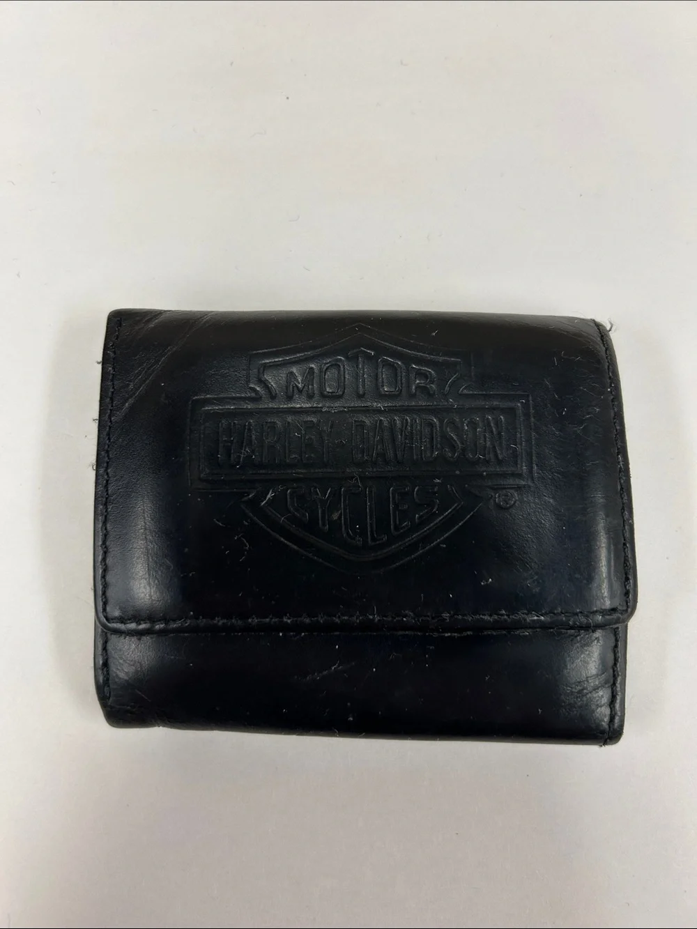 Harley-Davidson Black Leather Money Clip Wallet with Embossed Logo